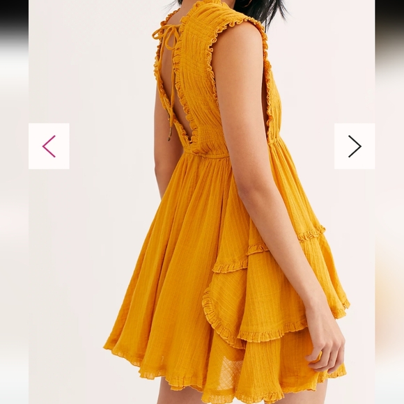 Free People Antoniette Boho Mini Dress in Marigold Glow Size Large - Picture 4 of 12